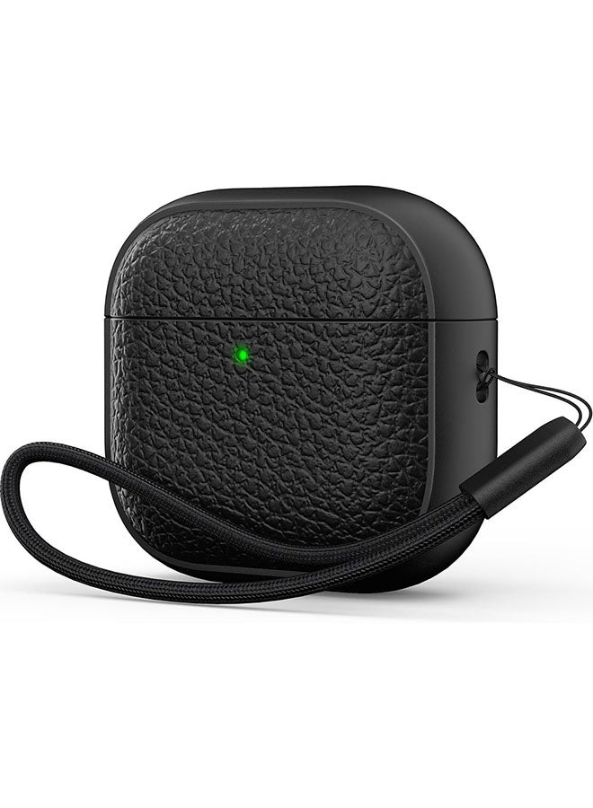 O Ozone Case for Airpods 4 Case Cover with Wrist Strap, Leather Touch Design Protective Headphone Case Cover for Airpods 4th Generation Case -Black  - Image 1