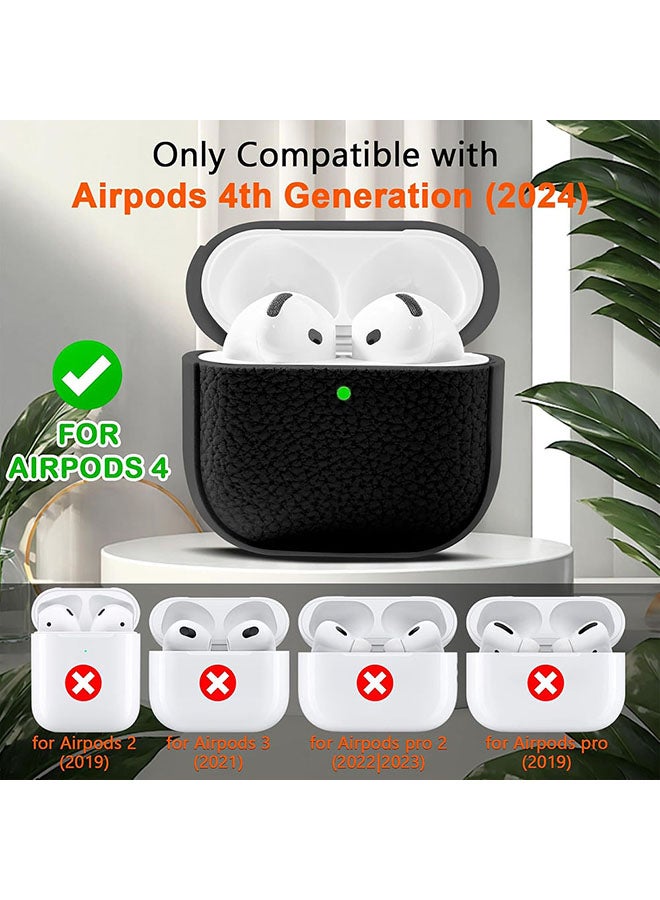 O Ozone Case for Airpods 4 Case Cover with Wrist Strap, Leather Touch Design Protective Headphone Case Cover for Airpods 4th Generation Case -Black  - Image 2
