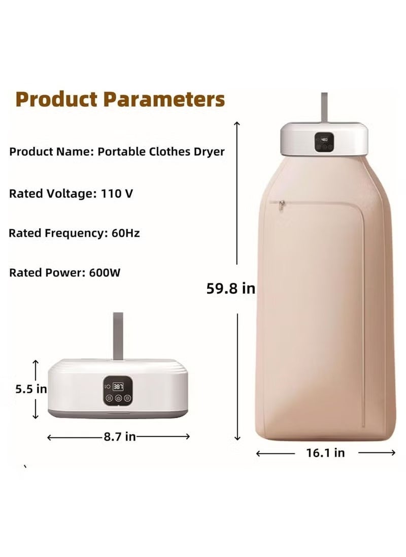 JAJEEK Upgraded Portable Clothes Dryer with 3D Cycle Drying – Compact Electric Dryer for Flats, Caravans, Travel, and Homes – UV Clothes Dryer for Light Clothing, Underwear, and Baby Clothes  - Image 4
