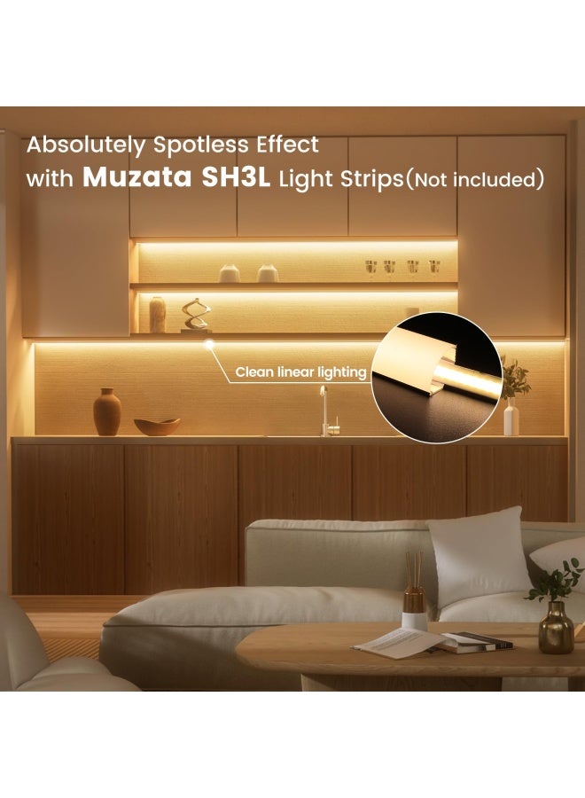 Muzata نظام قناة الألمنيوم على شكل V مع غطاء أبيض حليبي 6 عبوات 3.3 قدم 1 متر لشرائط LED - Image 3