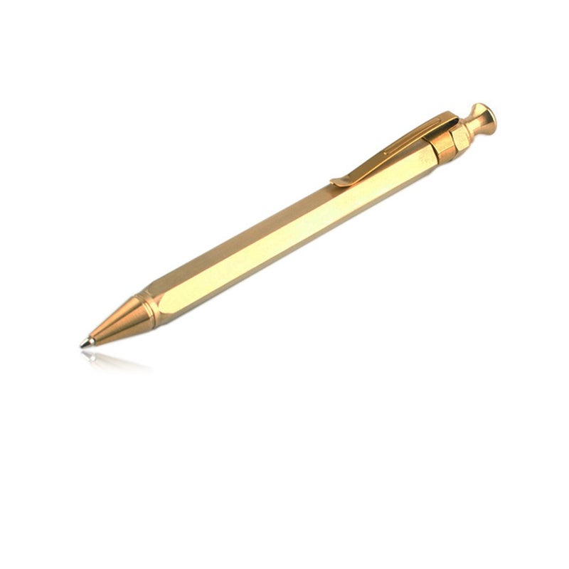 EKLOEN Six-Edge Solid Brass Pen, Sign Pen Ballpoint Pen with Clip - Image 1