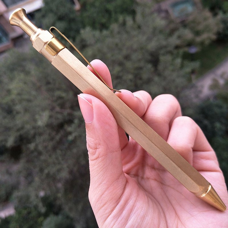 EKLOEN Six-Edge Solid Brass Pen, Sign Pen Ballpoint Pen with Clip - Image 5