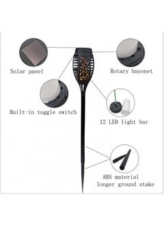 Bluejw 2-Piece Solar Powered Flame Lamp Torch Light Set Black  - Image 3