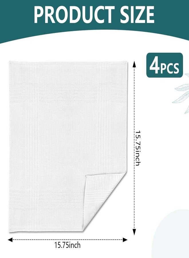 SenseYo 4 Pack 100% Soft Cotton Men's Handkerchiefs (White) - Image 2