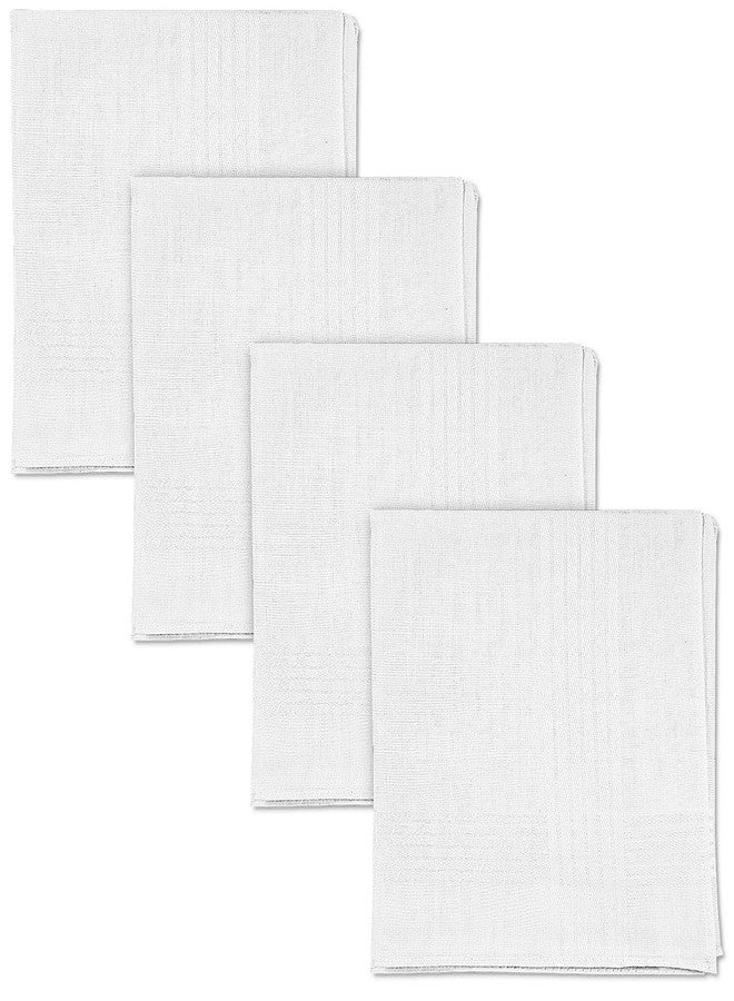 SenseYo 4 Pack 100% Soft Cotton Men's Handkerchiefs (White) - Image 1