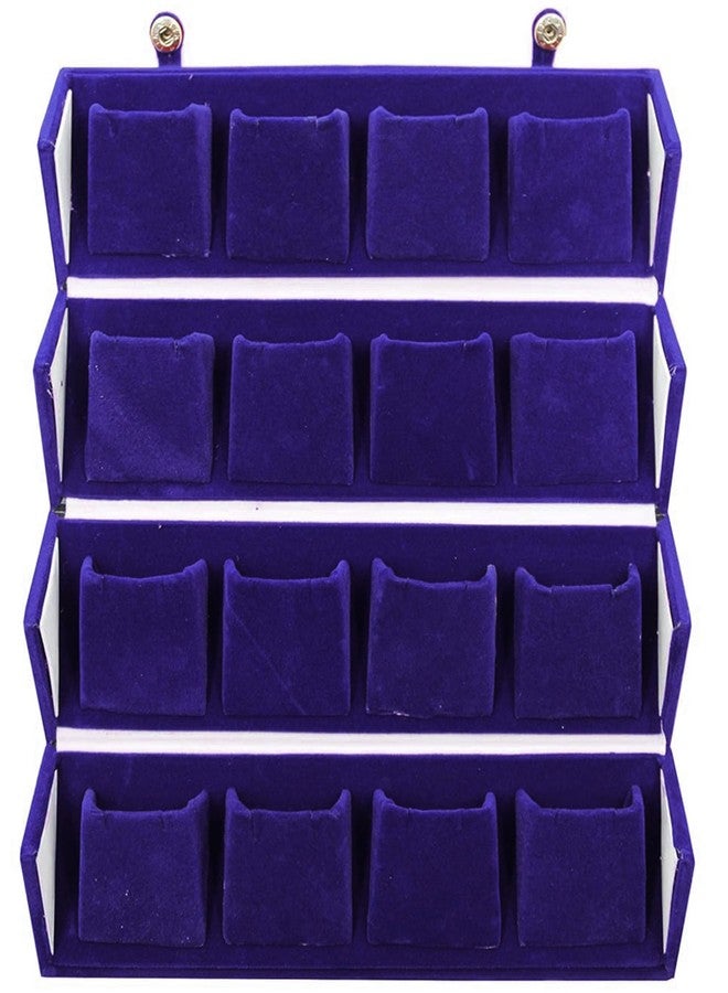 LUCES Blue Velvet Folding jewellery Vanity Box Make-Up pouch Multipurpose 16 pair Earrings With Free Ring Box Organizer - Image 3