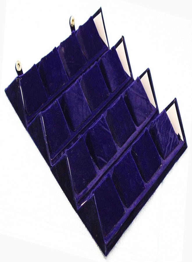 LUCES Blue Velvet Folding jewellery Vanity Box Make-Up pouch Multipurpose 16 pair Earrings With Free Ring Box Organizer - Image 2