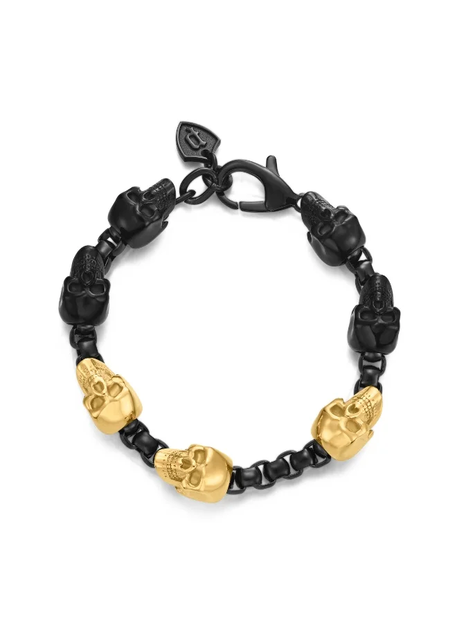 بوليس Vertex Black and Gold Stainless Steel Bracelet for Men