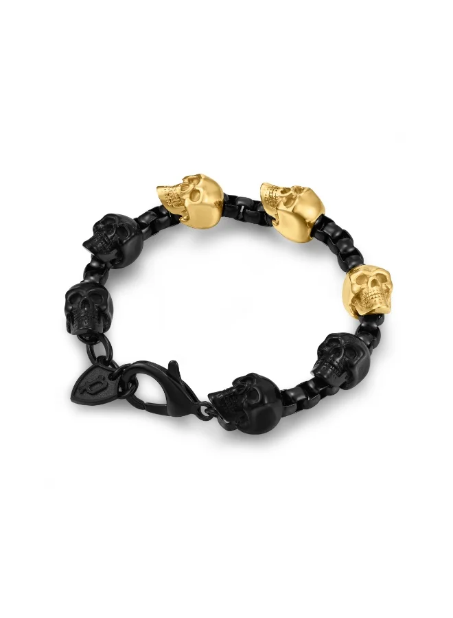بوليس Vertex Black and Gold Stainless Steel Bracelet for Men