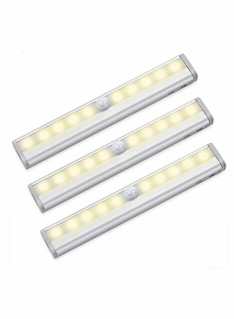 3 أجهزة كمبيوتر LED خزانة ضوء الحركة ضوء مستشعر الضوء 10 LED ضوء الليل اللاسلكي للواحات المطبخ غرفة نوم الحمام - Image 1