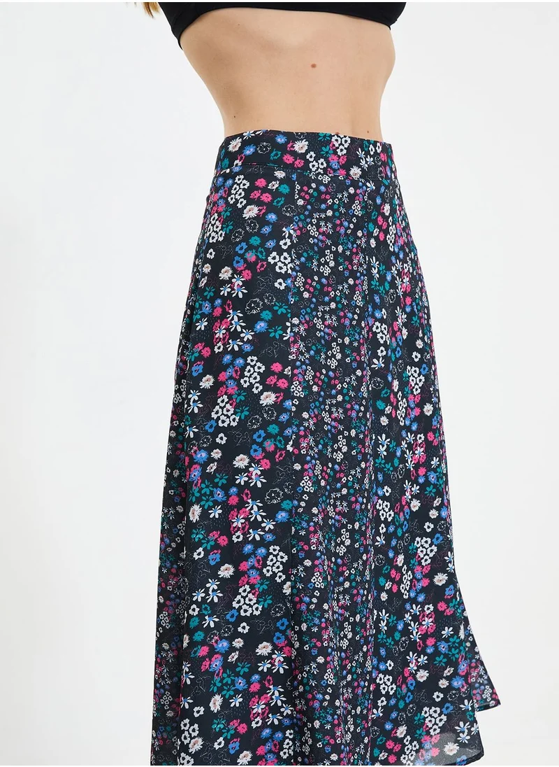 trendyol Floral Print Midi Skirt
