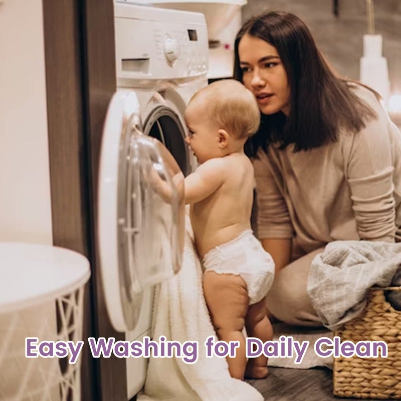 Viviland Baby Towels and Washcloths, Soft Absorbent Purple Baby Bath Towel Set, Unicorn Hooded Towels with 5 Infant Face Washcloths (6 Pieces) - Image 5