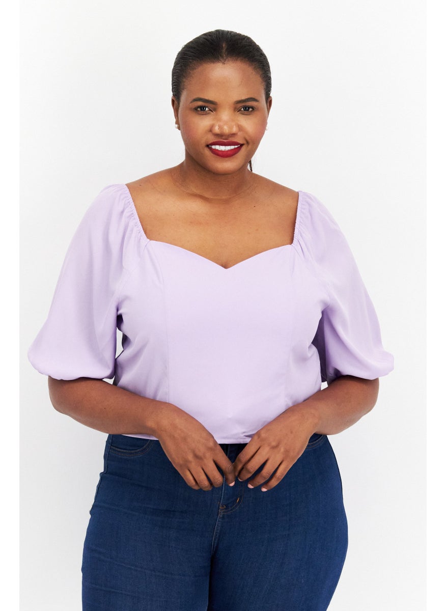 Women Sweetheart Neck Puff Sleeve Solid Top, Lilac - pzsku/Z9715E928F189A6EDB014Z/45/_/1726109210/18f26698-b318-41e4-b776-8776f71dff08