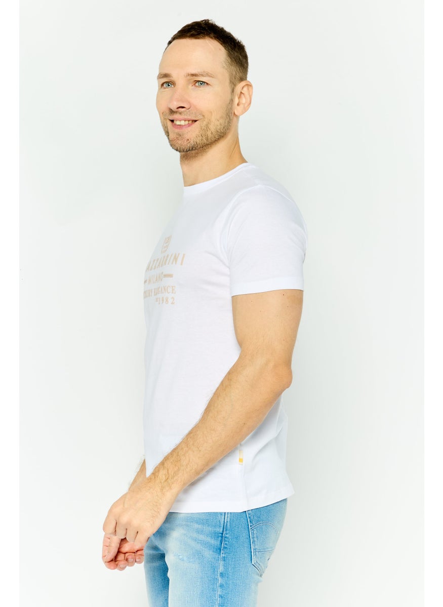 Gazzarrini Men Crew Neck Short Sleeves Graphic Print T-Shirts, White  - Image 3