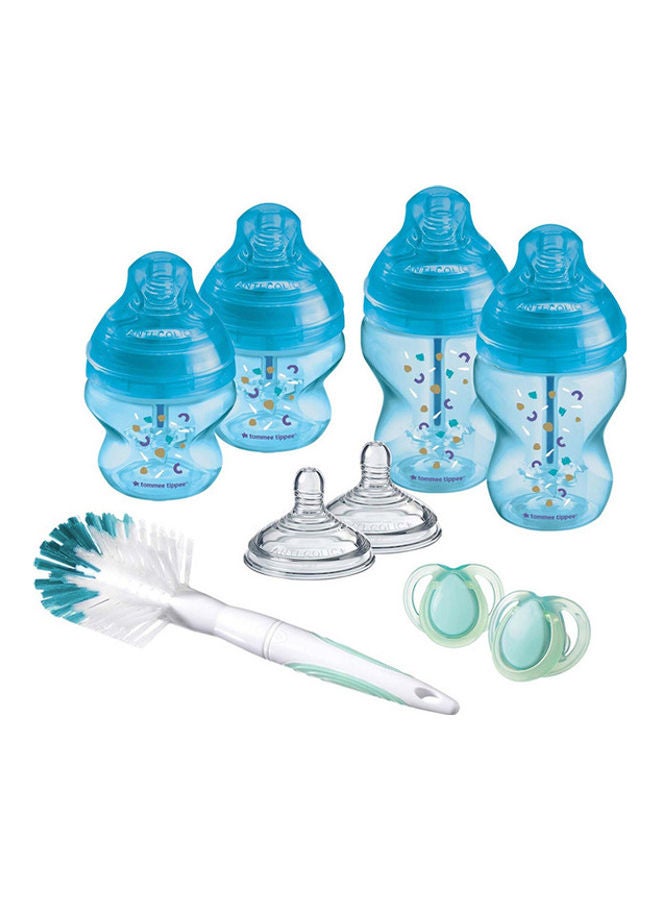 tommee tippee Advanced Anti-Colic Newborn Baby Bottle Starter Kit, Slow-Flow Venting System 0m+, Mixed Sizes, Blue - Image 2