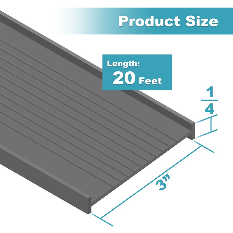 Earthtec 3"" Garage Door Bottom Seal Weatherstrip in Grey - 1/4"" T Style - All Widths (20' Wide Door) - Image 2