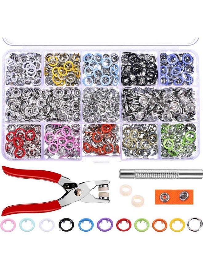 Home Clearance Sale Home Clearance Sale Snap Fasteners Prong Buckle Metal Ring Button - 9.5mm, 10 Colours, 200 Sets  - Image 1