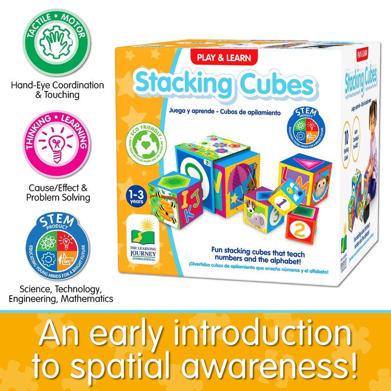 THE LEARNING JOURNEY Learning Journey International LLC Play & Learn - Stacking Cubes - STEM Toddler Toys & Gifts for Boys & Girls Ages 12 Months and Up - Mind Building Developmental Learning Toy, Multi (100257) - Image 3