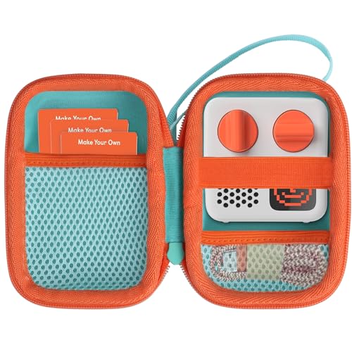 Lebakort Hard Case Compatible with Yoto Mini Kids Audio Music Player Children Speaker Plays Audiobook Cards Radio (Teal + Orange Case) - Image 1