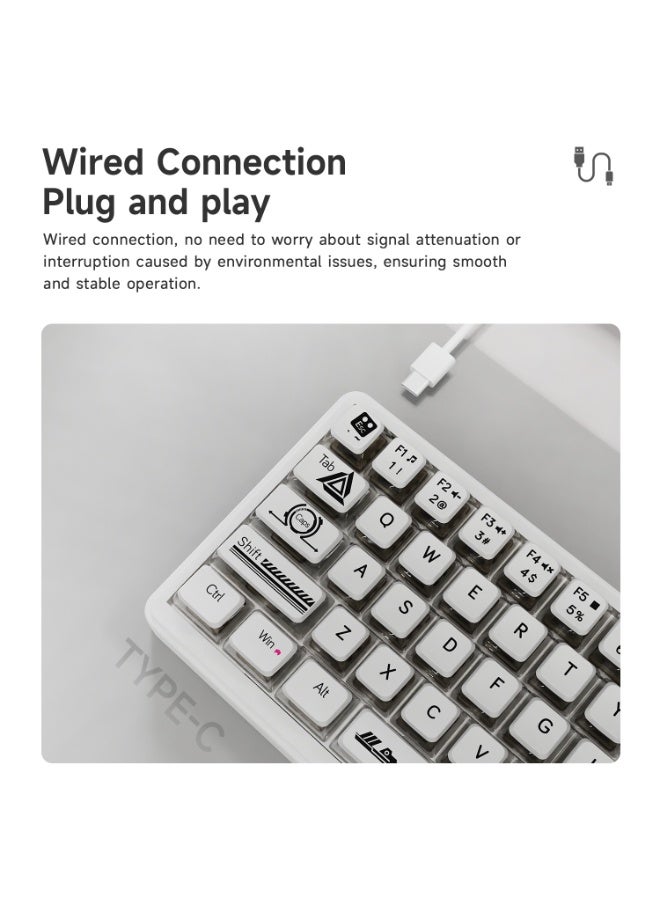 A-jazz AK690 full key hot swappable multifunctional metal knob semi transparent keycap semi transparent white mixed light DIY wired version mechanical keyboard - Image 3