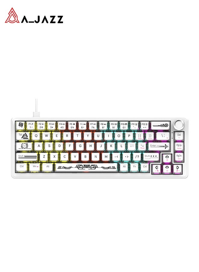 A-jazz AK690 full key hot swappable multifunctional metal knob semi transparent keycap semi transparent white mixed light DIY wired version mechanical keyboard - Image 1