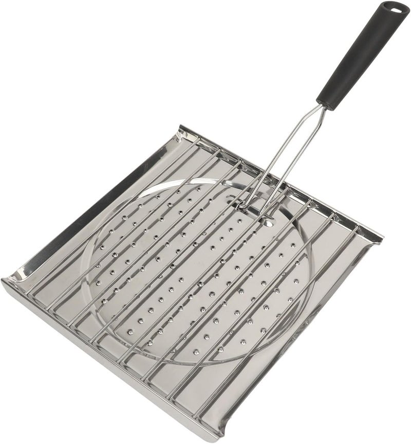 إسكدنيا BBQ Toaster White Stainless Steel Folding Handle Square Shape BBQ Grill Outdoor Camping BBQ Rack Shrimp, Vegetable, Barbecue Grill Mat Cooking Accessories Durable Easy to Use and Safe - Image 1