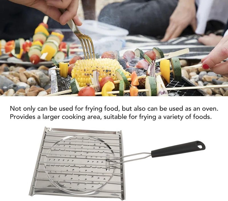إسكدنيا BBQ Toaster White Stainless Steel Folding Handle Square Shape BBQ Grill Outdoor Camping BBQ Rack Shrimp, Vegetable, Barbecue Grill Mat Cooking Accessories Durable Easy to Use and Safe - Image 3