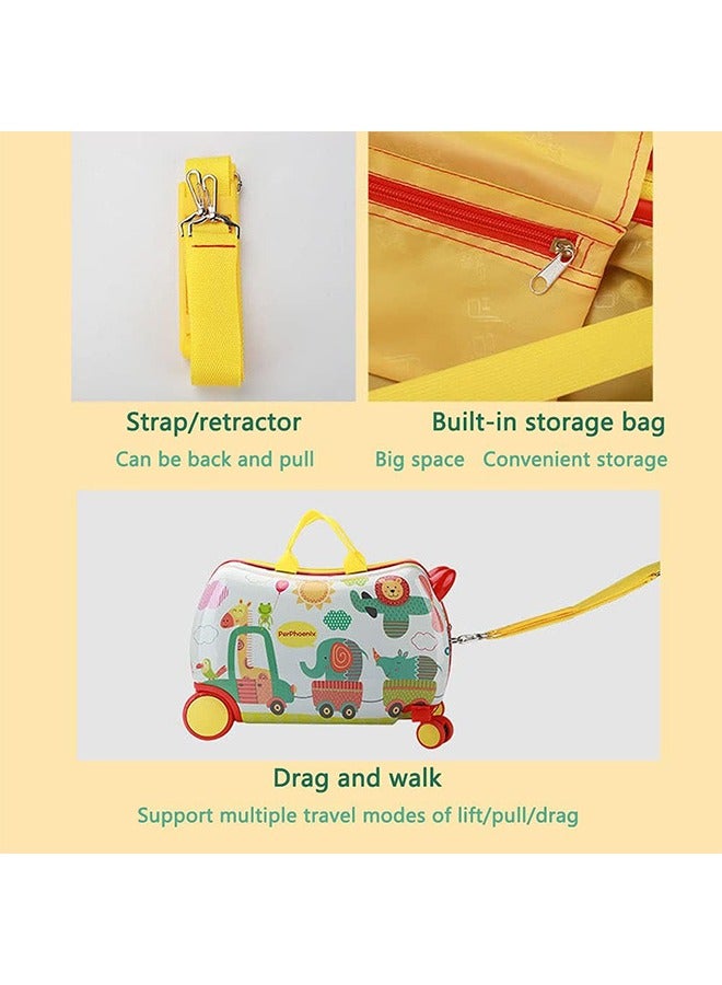 بيوينتي الأطفال ركوب الأمتعة ، 2 في 1 طفل تخزين ، دليل على المياه حقيبة السفر ، مع عجلة دوارة حزام الكتف الأمتعة للأطفال ، ومناسبة للأطفال الصغار - Image 3