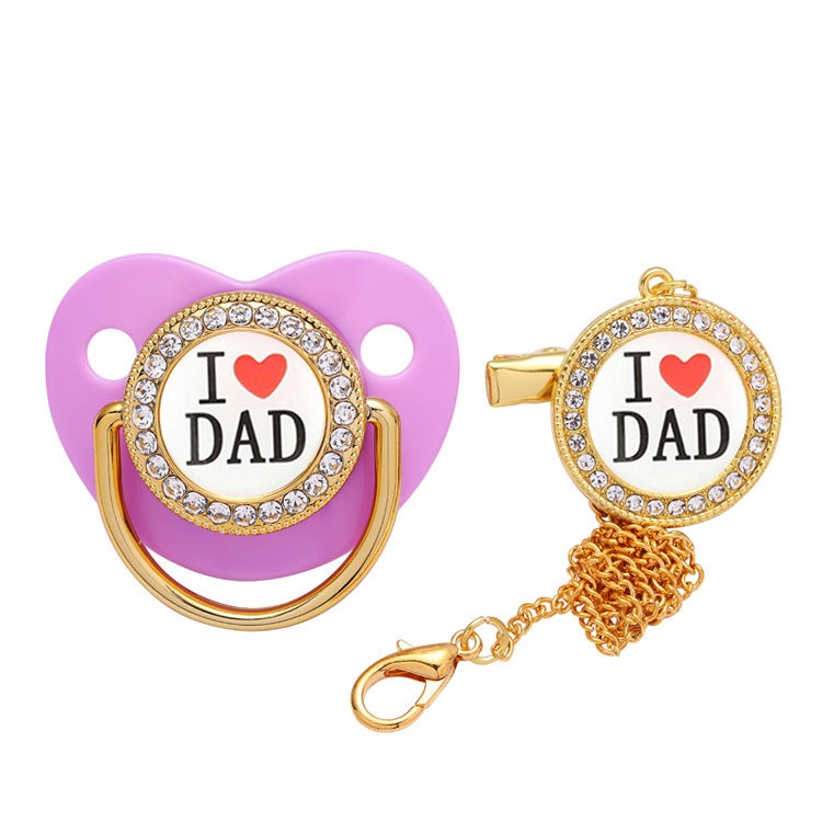 Factory direct love dad series cross-border hot baby pacifier baby play mouth in stock supply - Image 1