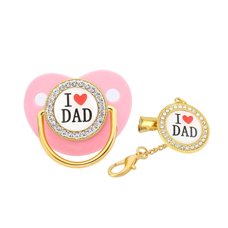 Factory direct love dad series cross-border hot baby pacifier baby play mouth in stock supply - Image 4