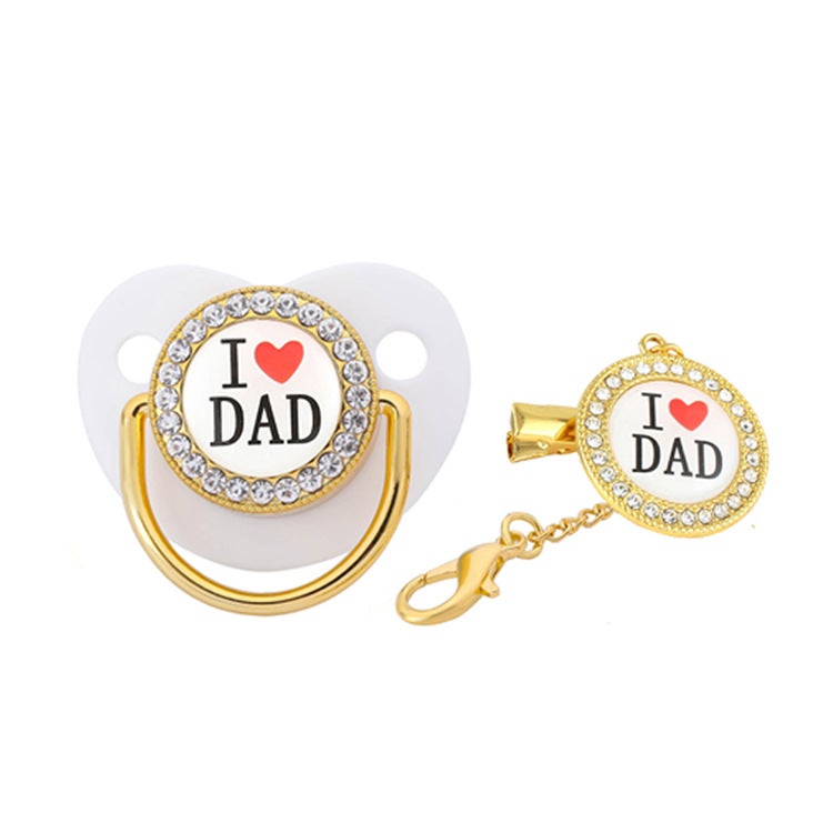 Factory direct love dad series cross-border hot baby pacifier baby play mouth in stock supply - Image 3