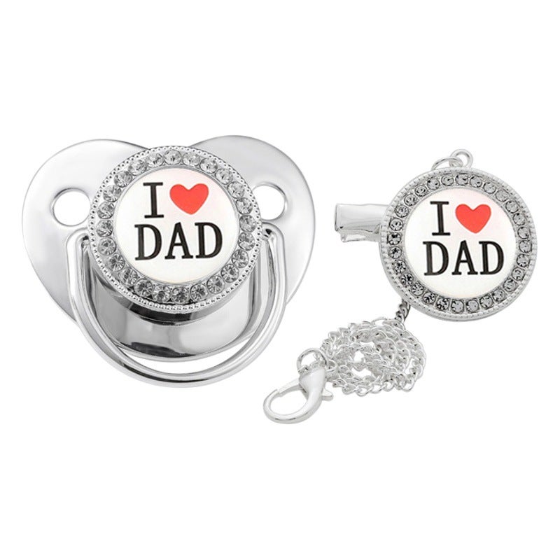 Factory direct love dad series cross-border hot baby pacifier baby play mouth in stock supply - Image 2