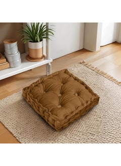 Rest Box Cushion Seat Pad Premium Velvet Chair Pad Adults Chair Armchair Tan 40Cm X 40Cm + 8Cm  - Image 1