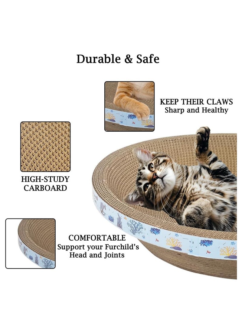 أن ان سي بيتس لوح خدش للقطط بتصميم غير قابل للتساقط مع عشبة النعناع البري، وسادة خدش متينة مقاومة للتآكل لجميع أحجام القطط، مثالية للعب والنوم لحماية أثاثك 49 سم (أزرق) - Image 3