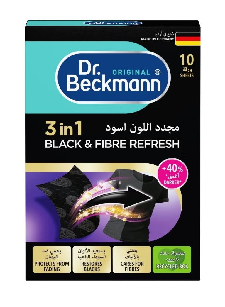 3-in-1 Black Color Restorer, Cares for Fibers, Restores Vibrant Black Colors, Protects Against Fading, 10 Sheets
