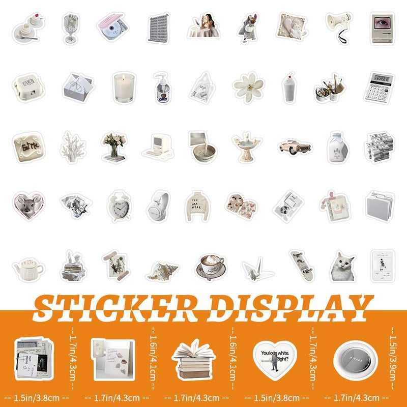 ZJSXINDI 100pcs Cute Small Stickers Set (White) - Image 3