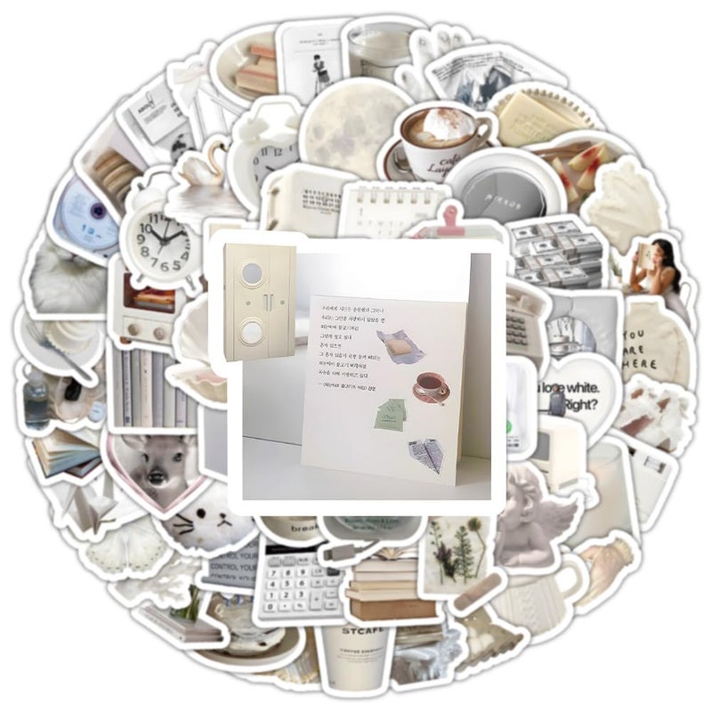 ZJSXINDI 100pcs Cute Small Stickers Set (White) - Image 5