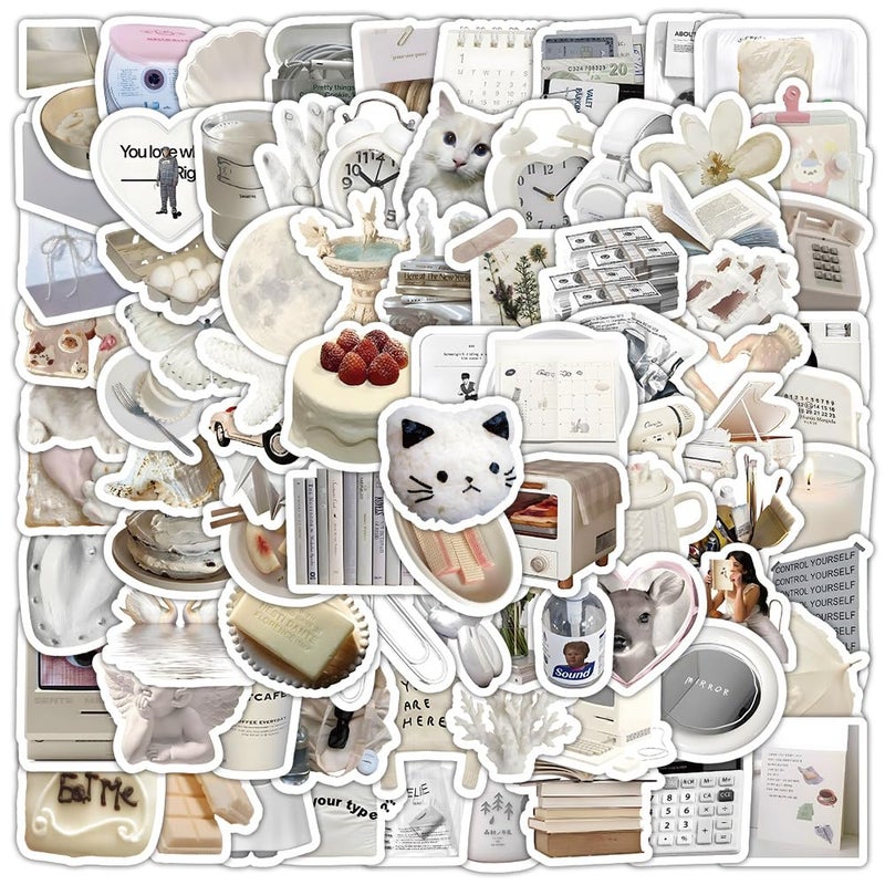 ZJSXINDI 100pcs Cute Small Stickers Set (White) - Image 1