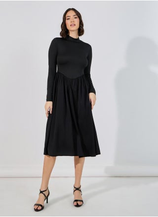 Flared High Neck A-Line Midi Dress - pzsku/Z97163BCE6D1ED8B05CEFZ/45/_/1730467053/4af93395-ef25-4b21-832c-c24ab68c6b63
