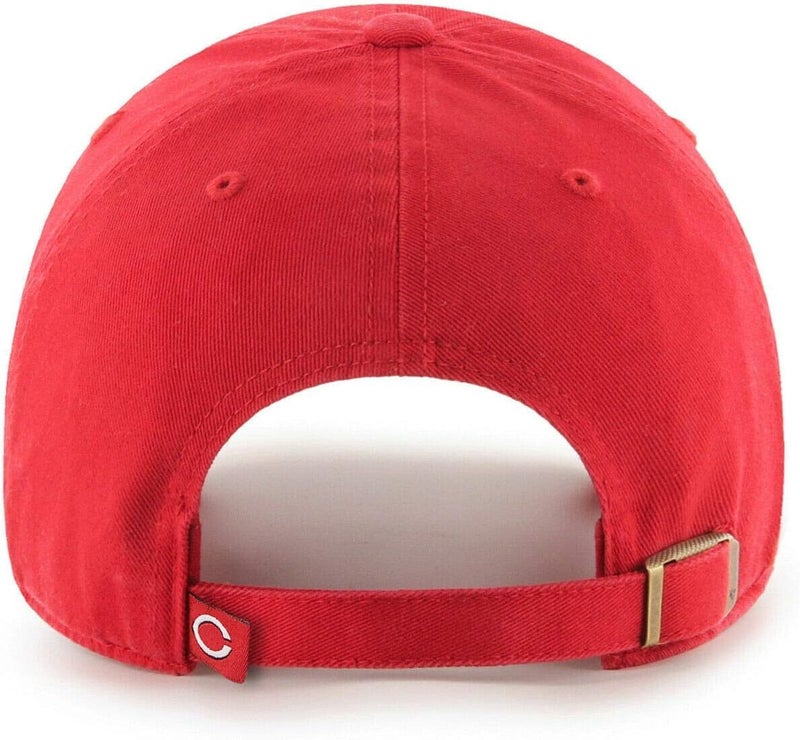 47 Brand MLB Team Color Home Primary Logo Clean Up Adjustable Baseball Cap Hat, Adult One Size Fits All - Cincinnati Reds Red - Image 2