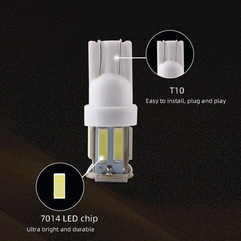 Grandview T10 194 168 921 W5W White LED Interior Lights Bulb Car Replacement Lights Truck License Plate Front Rear Sidemarker Light Dome Map LED Bulbs 12V DC 10-Pack - Image 4