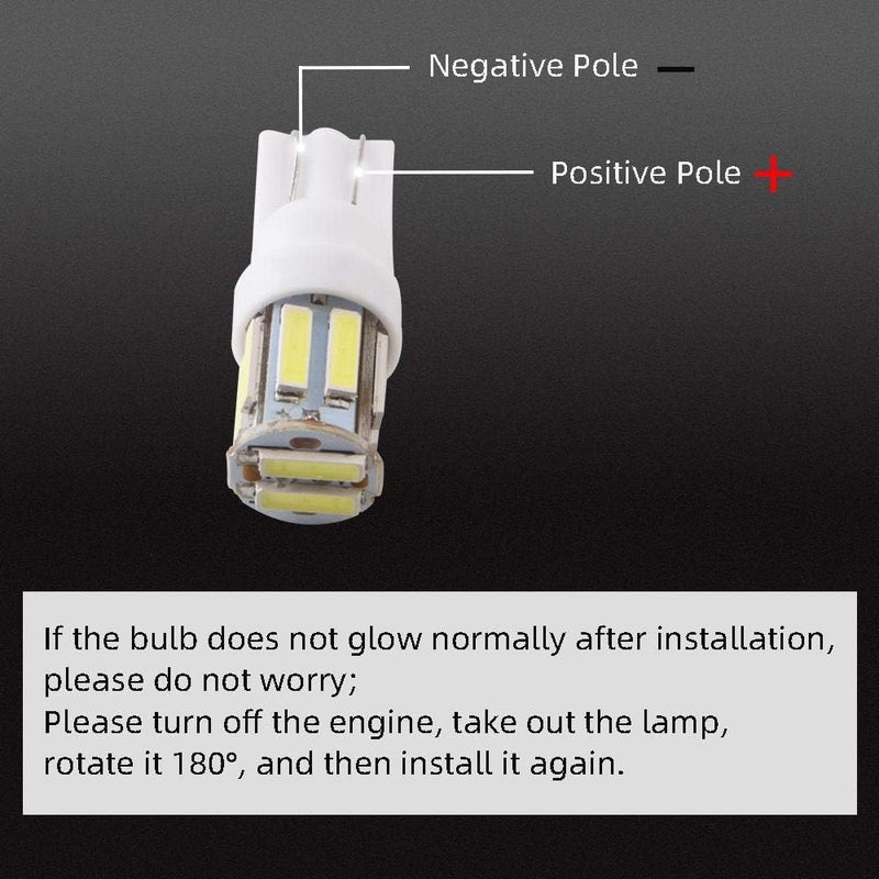 Grandview T10 194 168 921 W5W White LED Interior Lights Bulb Car Replacement Lights Truck License Plate Front Rear Sidemarker Light Dome Map LED Bulbs 12V DC 10-Pack - Image 5
