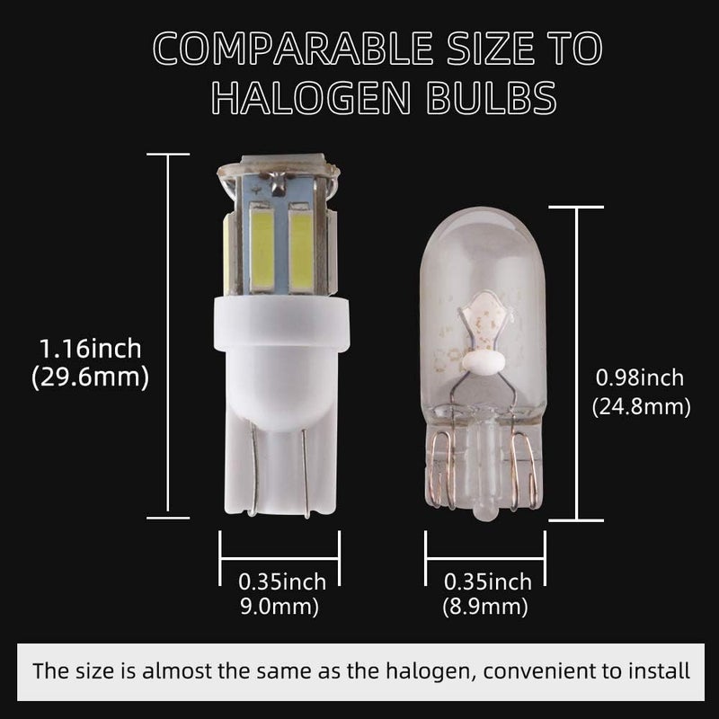 Grandview T10 194 168 921 W5W White LED Interior Lights Bulb Car Replacement Lights Truck License Plate Front Rear Sidemarker Light Dome Map LED Bulbs 12V DC 10-Pack - Image 2