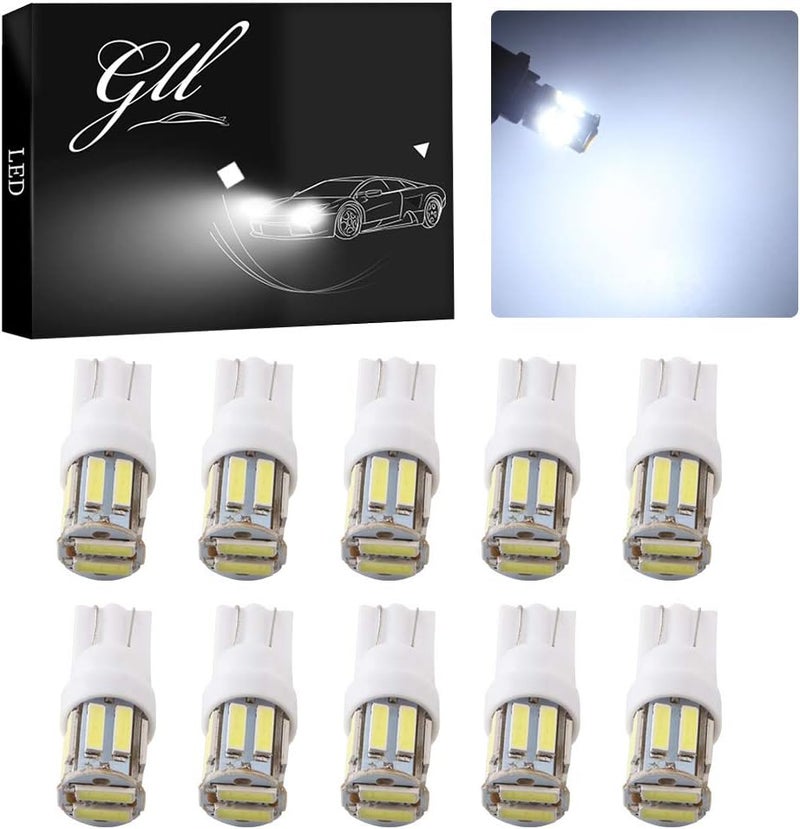 Grandview T10 194 168 921 W5W White LED Interior Lights Bulb Car Replacement Lights Truck License Plate Front Rear Sidemarker Light Dome Map LED Bulbs 12V DC 10-Pack - Image 1