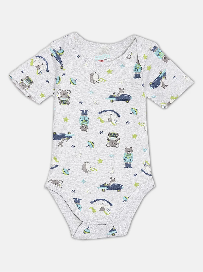 Broon Broon Infant Boys Black and Grey Printed Organic Cotton Bodysuit Pack of 2