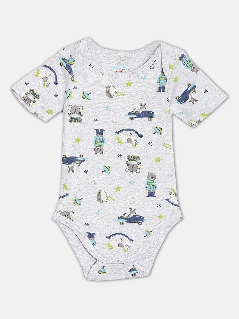Broon Infant Boys Black and Grey Printed Organic Cotton Bodysuit Pack of 2 - Image 3