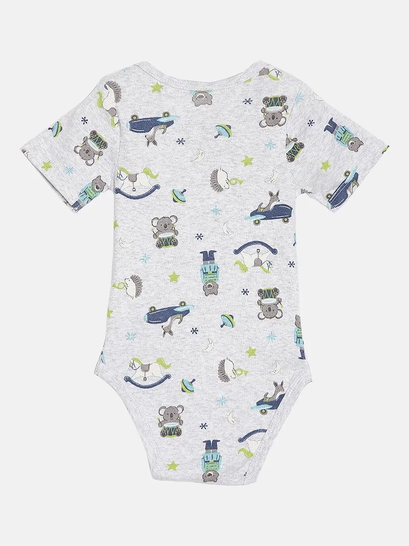 Broon Broon Infant Boys Black and Grey Printed Organic Cotton Bodysuit Pack of 2