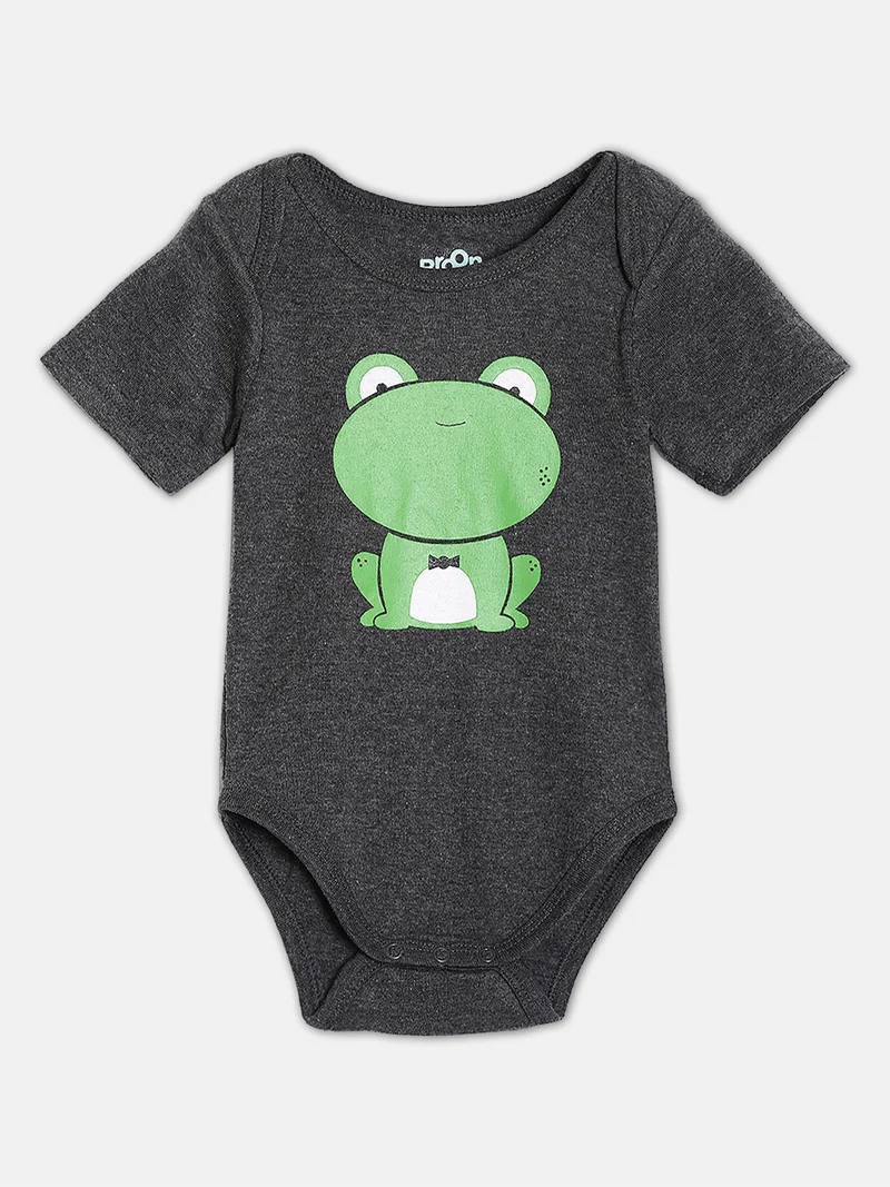 Broon Broon Infant Boys Black and Grey Printed Organic Cotton Bodysuit Pack of 2