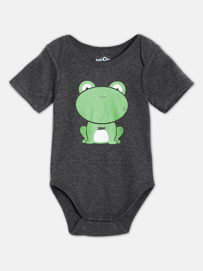 Broon Infant Boys Black and Grey Printed Organic Cotton Bodysuit Pack of 2 - Image 2