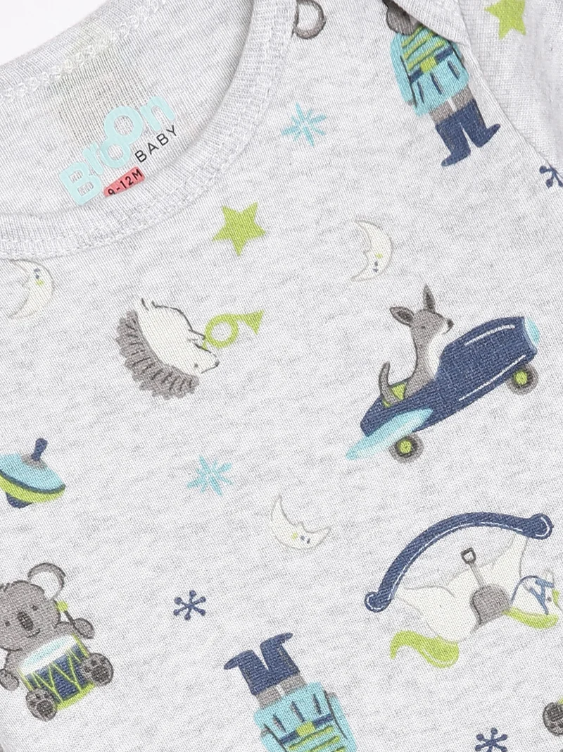 Broon Broon Infant Boys Black and Grey Printed Organic Cotton Bodysuit Pack of 2